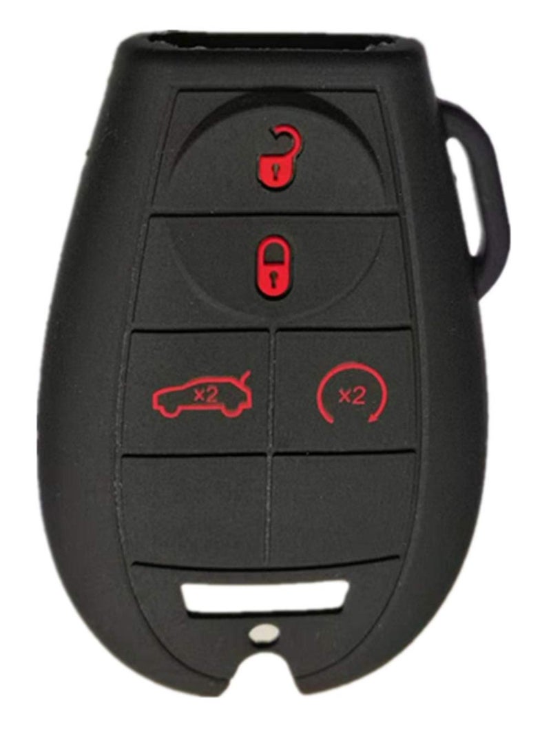 RUNZUIE Silicone Keyless Entry Remote Key Fob Cover Case Protector Fit for Jeep Grand Cherokee Commander Dodge Challenger Charger Durango Grand Caravan Journey Magnum 5 Buttons - Image 3